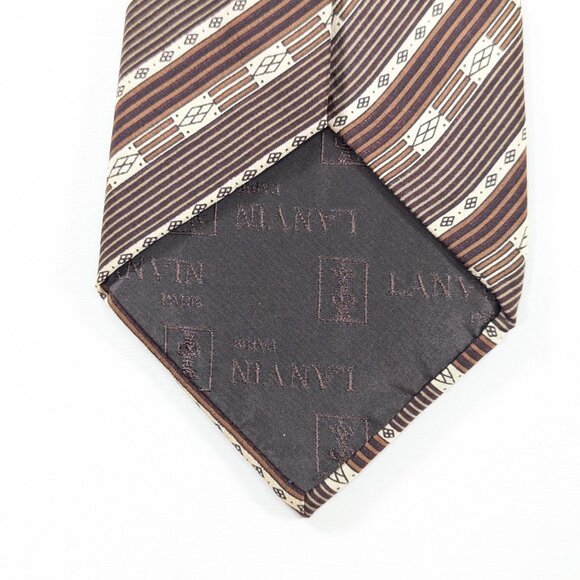 Retro 1970s crepe Silk LANVIN Paris neck tie made in Italy - Picture 8 of 9